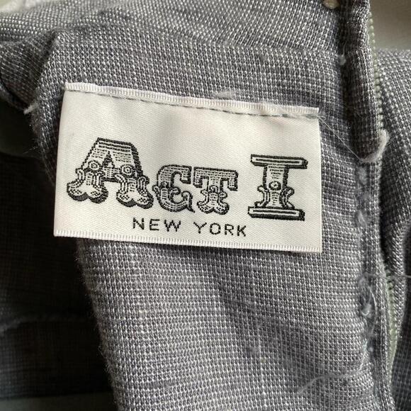 Vintage ACT 1 New York Peplum Pencil Midi Dress Puff Sleeves Collared with Tie 2 - Picture 16 of 16